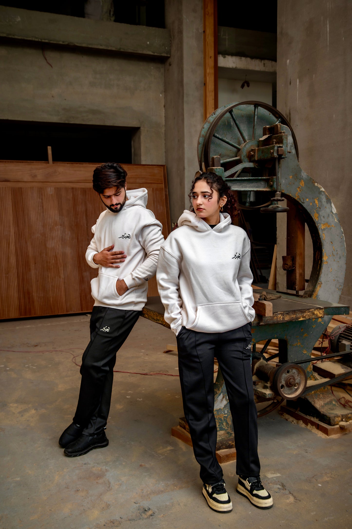 Drop Shoulder Cream White Hoodie