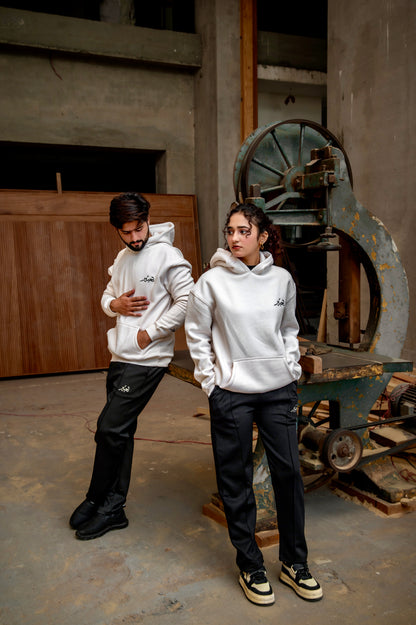 Drop Shoulder Cream White Hoodie