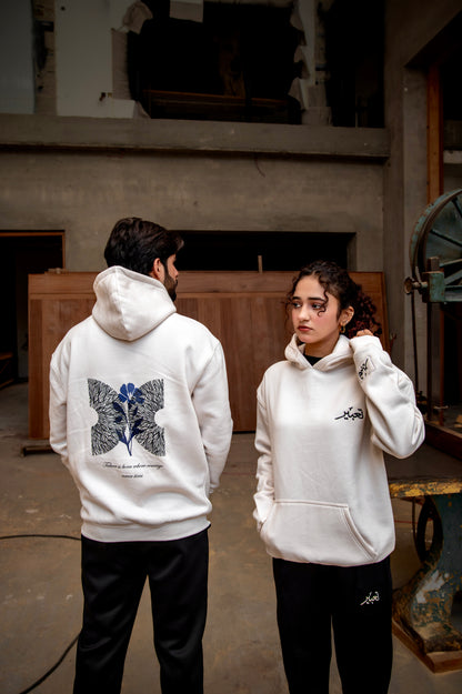 Drop Shoulder Cream White Hoodie