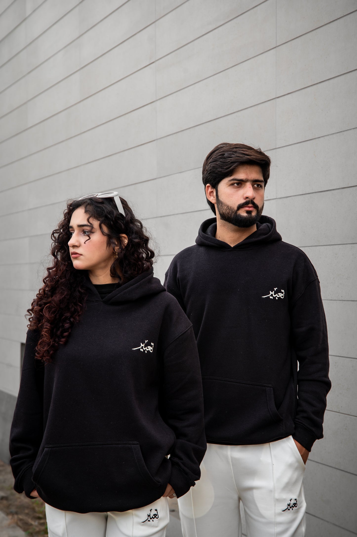 Drop Shoulder Black Hoodie