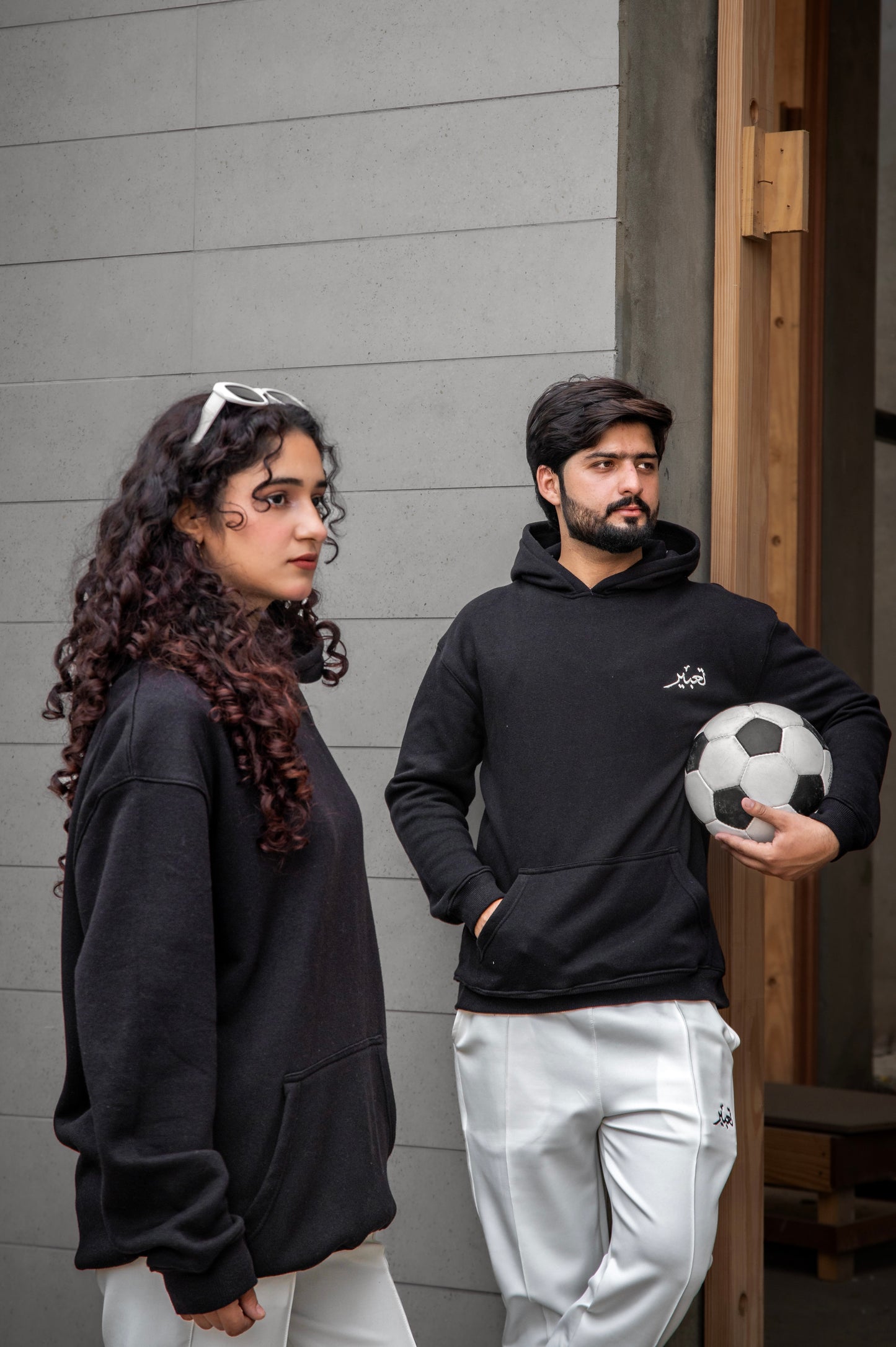 Drop Shoulder Black Hoodie